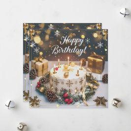 12月の煌めくバースデーカード／Sparkling December Birthday Card Feiertagskarte