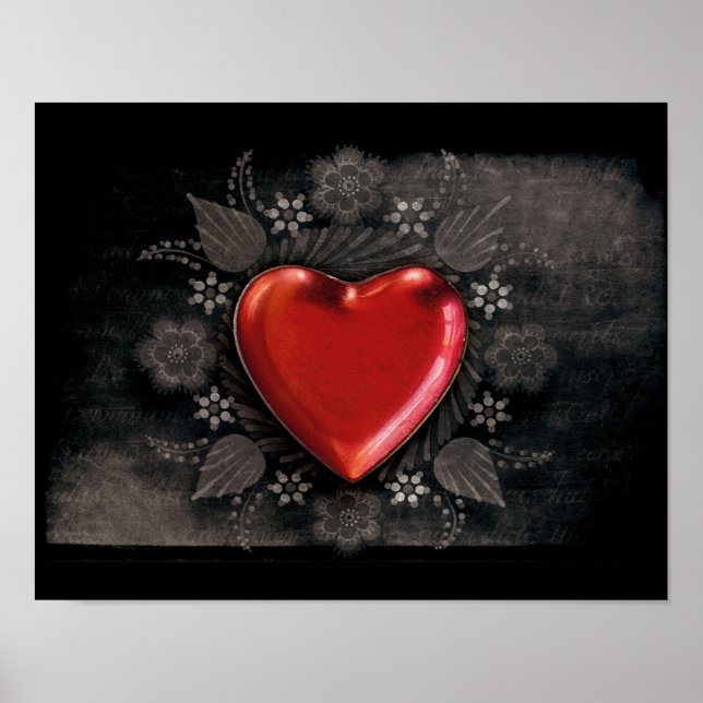 1209 DARK RED BLACK HEART EMO LIEBE TOUGH DARK SYM POSTER (Vorne)