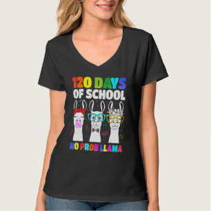 120 Schultage Nr. Prob Lama Llama Lehrer 100 T-Shirt