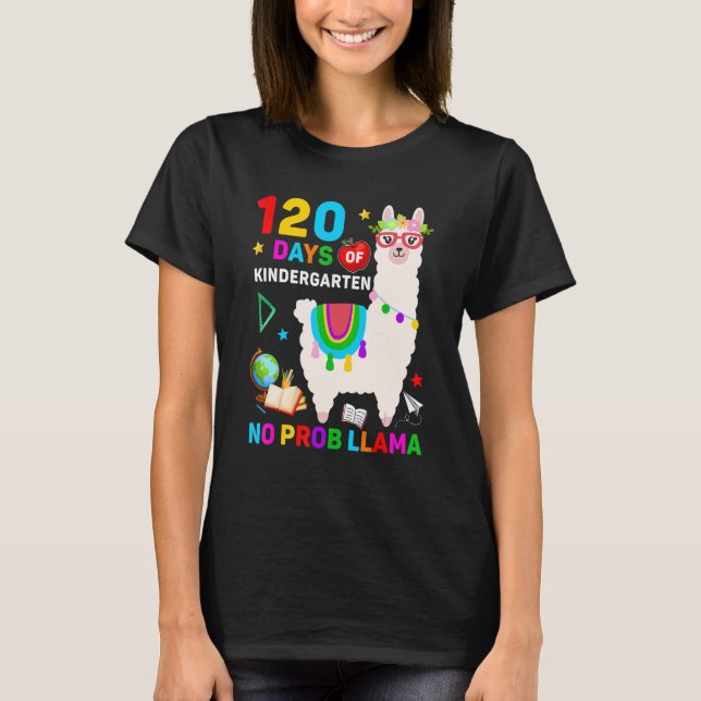 120th Day of School No Prob Llama 120 Days Of Kind T-Shirt (Vorderseite)