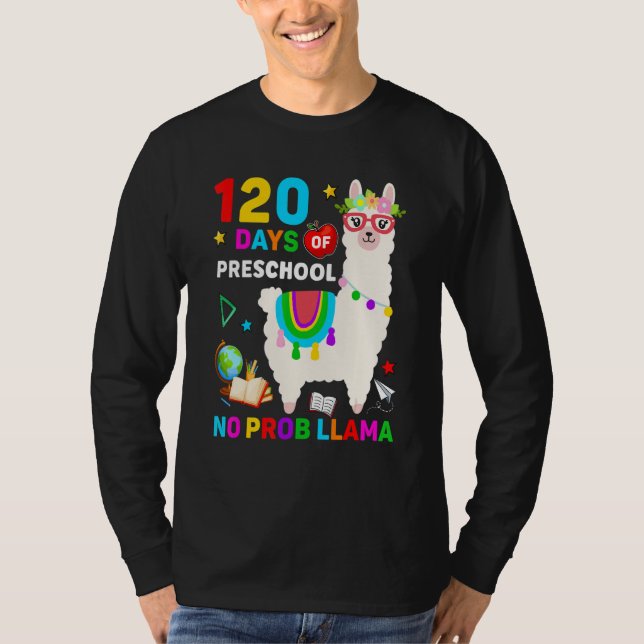 120th Day of School No Prob Llama 120 Days Of Pres T-Shirt (Vorderseite)