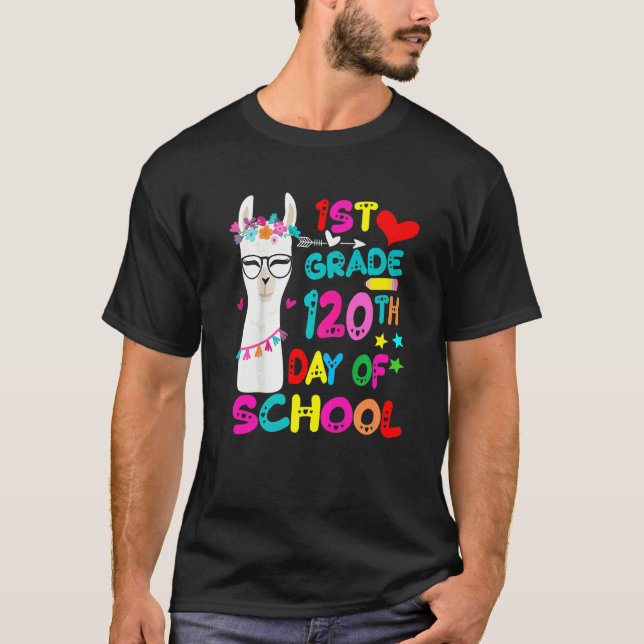 120th Day Of School No Prob Llama Happy 120th Day  T-Shirt (Vorderseite)