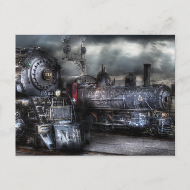 1218 - Gewartet für Abfahrt Postkarte (Vorderseite)