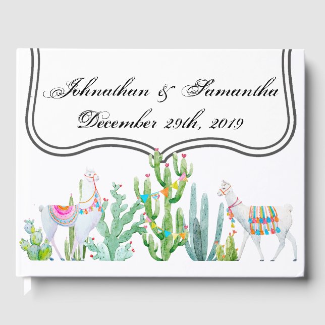 122 Page Wedding Guestbook Boho Llama Bohemisch Ca Gästebuch (Vorderseite)