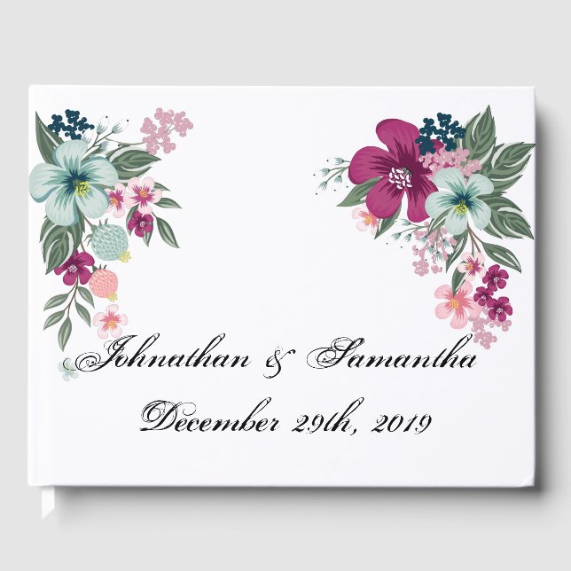122 Page Wedding Guestbook Tropical Blume on Whi Gästebuch (Vorderseite)