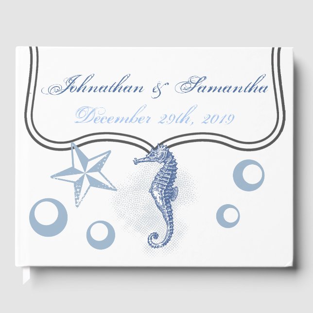 122 Seiten Hochzeitsbuch Seepferd Ocean Beach Gästebuch (Vorderseite)