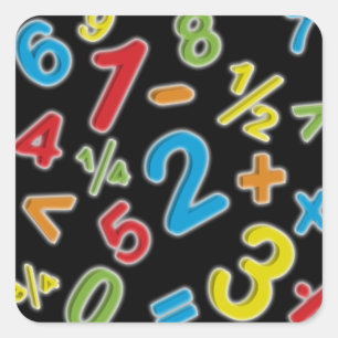 123 Zahlen Mathe Quadratischer Aufkleber