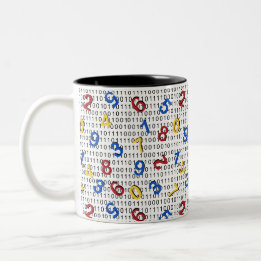 123 Zahlen Rot-Gelb-Blau Schwarz-weiß-Binär Zweifarbige Tasse