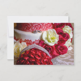 1242-Hochzeitstorte, Bouquet und Rings Einladung