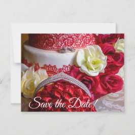 1242-Hochzeitstorte, Bouquet und Rings Postkarte