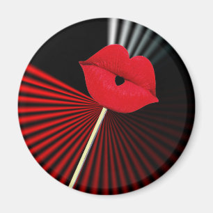 1253 BLACK RED WHITE MOUTH KISS LIPS GRAPHIC BACKG MAGNET