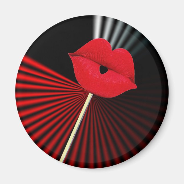 1253 SCHWARZER WEISSER ROTER MOUTH KISS LIPS GRAFI MAGNET (Vorne)