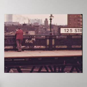 125th Street Elevated Train Platform, New York Poster