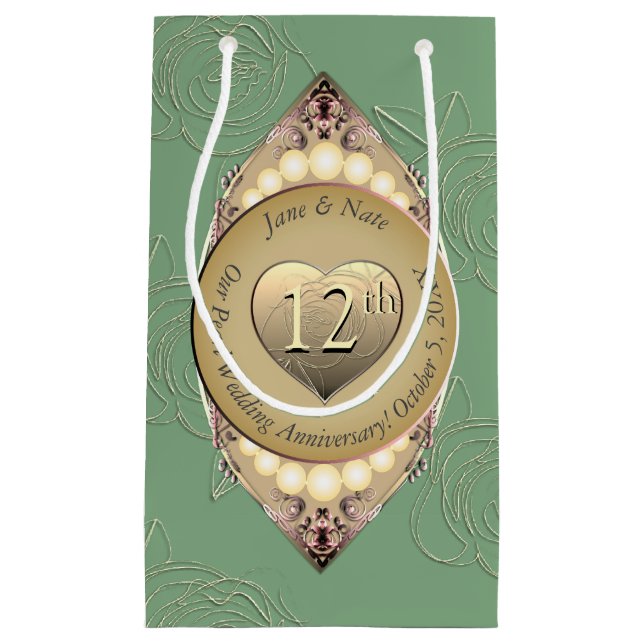 12/30. Pearl Wedding Anniversary Gift Bag Kleine Geschenktüte (Vorderseite)