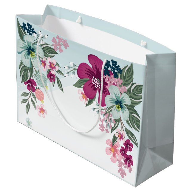 12.5lx4wx9h Große Geschenktasche Tropische Blume a Große Geschenktüte (Rückseite Schrägansicht)