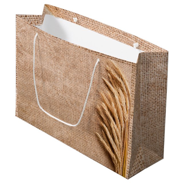 12.5lx4wx9h große Geschenktütenwheat auf Burlap Sa Große Geschenktüte (Vorderseite Schrägansicht)