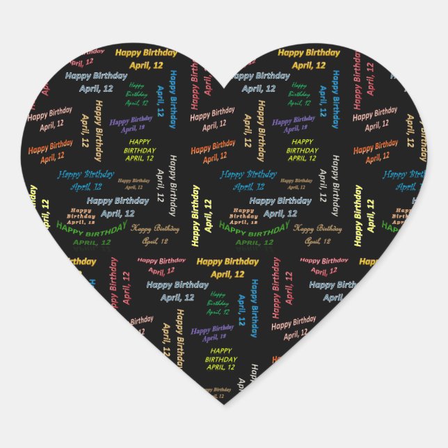 12. April Herz-Aufkleber (Vorderseite)