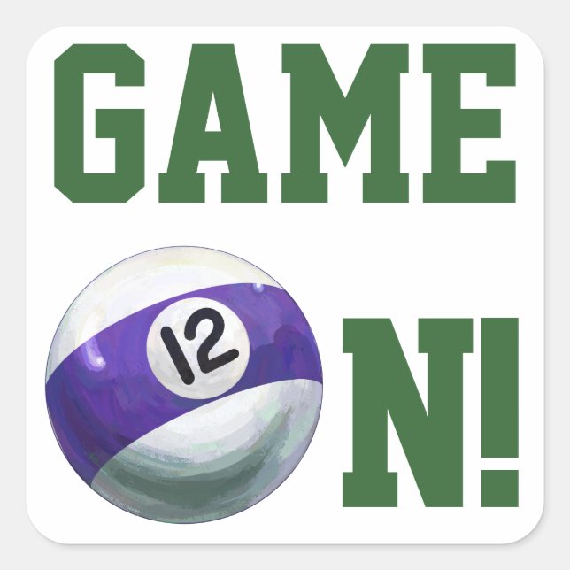 12 Ball Quadratischer Aufkleber (Vorderseite)