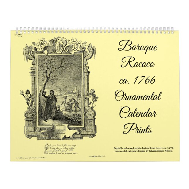 12 Barock Rokoko ca. 1766 Kalenderdrucke Kalender (Titelbild)