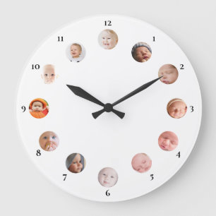12 benutzerdefinierte Fotos für Babys personalisie Große Wanduhr