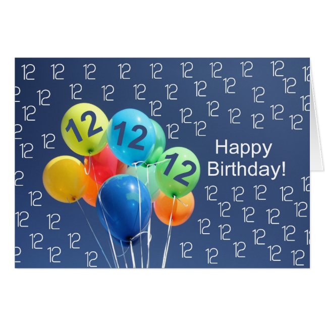 12. Birthday Card farbige Ballons (Vorderseite (Horizontal))