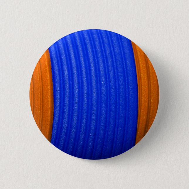 12 blauer u. orange Streifen-Knopf Button (Vorderseite)