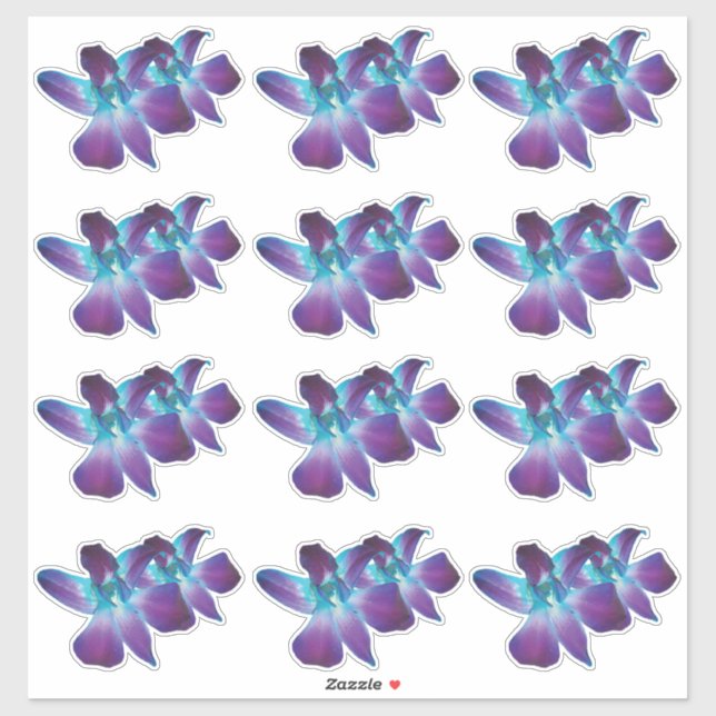 12 Blue Dendrobium Orchid Blume Kiss-Cut Stickers Aufkleber (Blatt)