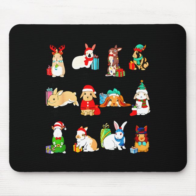 12 Bunny Of Christmas Bunny Rabbit Christmas Xmas  Mousepad (Vorne)