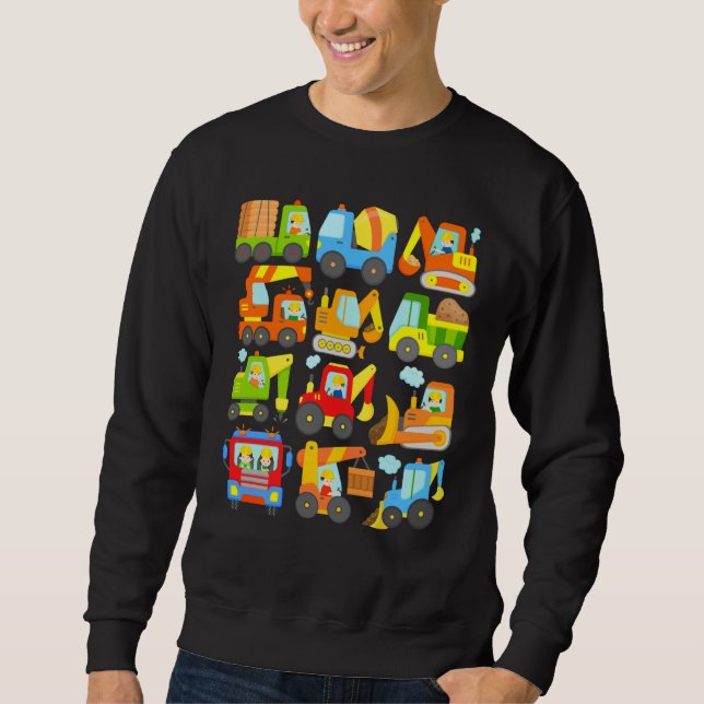 12 construction vehicles machinery construction si sweatshirt (Vorderseite)