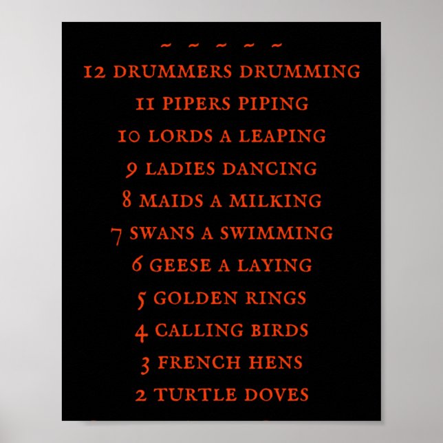 12 Days Lyrics Boys T Shirt  Poster (Vorne)