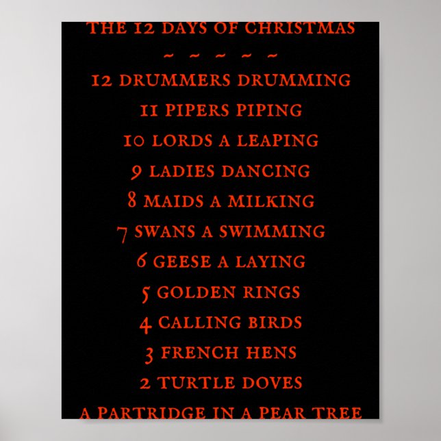 12 Days Lyrics Boys T Shirt  Poster (Vorne)