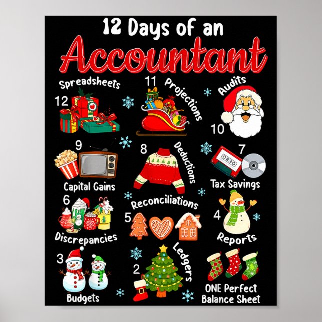 12 Days Of Accountant Christmas Accounting Major M Poster (Vorne)