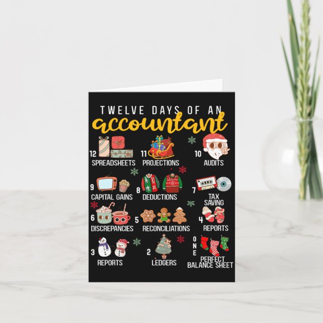 12 Days Of An Accountant, Xmas Party, Funny Accoun Karte (Vorderseite)