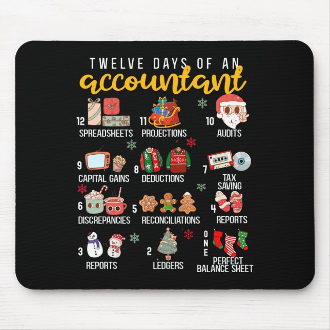 12 Days Of An Accountant, Xmas Party, Funny Accoun Mousepad (Vorne)