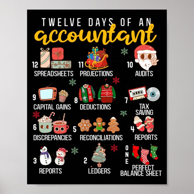 12 Days Of An Accountant, Xmas Party, Funny Accoun Poster (Vorne)
