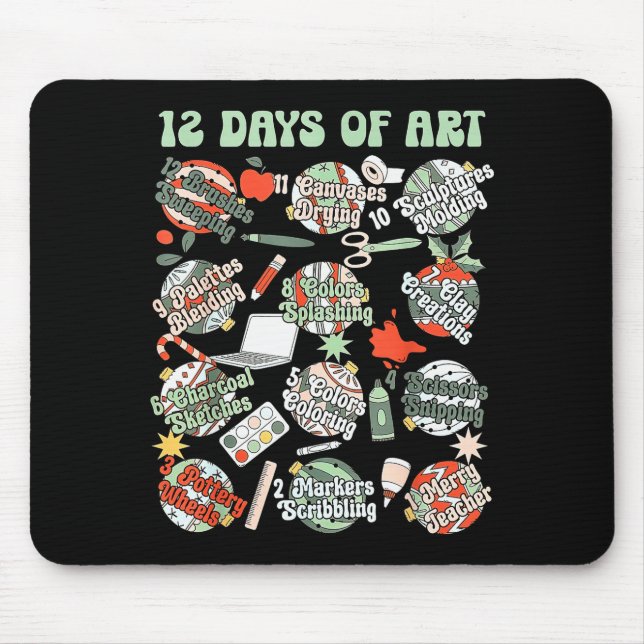 12 Days Of Art Teacher Christmas Artists Painter E Mousepad (Vorne)
