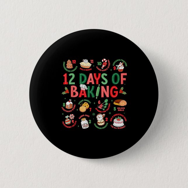 12 Days Of Baking Baker Christmas Cook Chef Baking Button (Vorderseite)