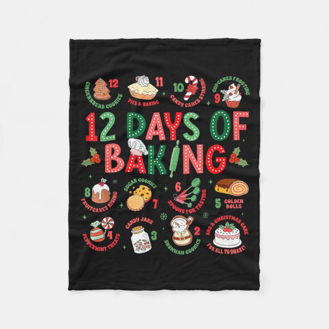 12 Days Of Baking Baker Christmas Cook Chef Baking Fleecedecke (Vorderseite)