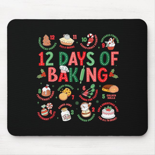 12 Days Of Baking Baker Christmas Cook Chef Baking Mousepad (Vorne)