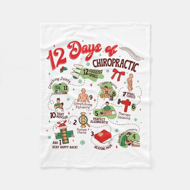 12 Days Of Chiropractic Christmas Chiropractor  Fleecedecke (Vorderseite)