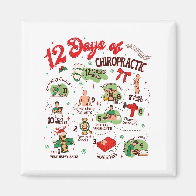 12 Days Of Chiropractic Christmas Chiropractor  Magnet (Vorne)