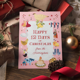 12 Days of Christmas Retro Mid-Century Traditional Feiertagskarte