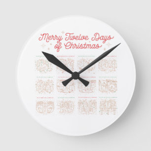 12 Days of Christmas Wall Clock Runde Wanduhr