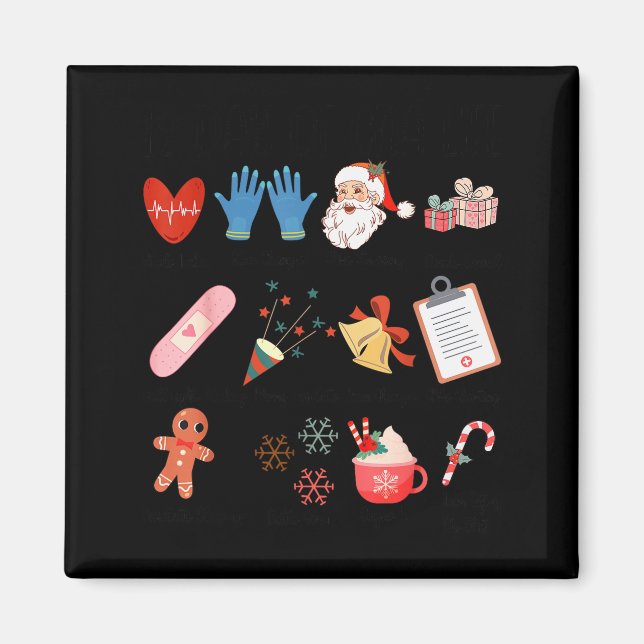 12 Days Of Cna Life Nurse Merry Christmas Pajamas  Magnet (Vorne)