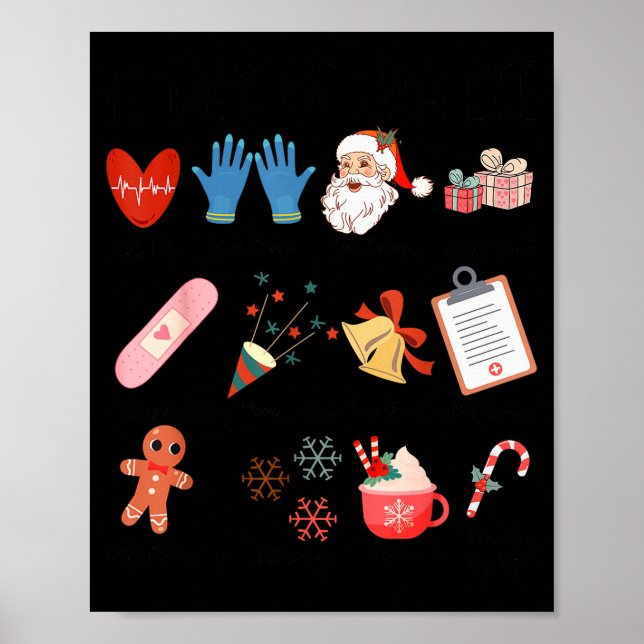 12 Days Of Cna Life Nurse Merry Christmas Pajamas  Poster (Vorne)