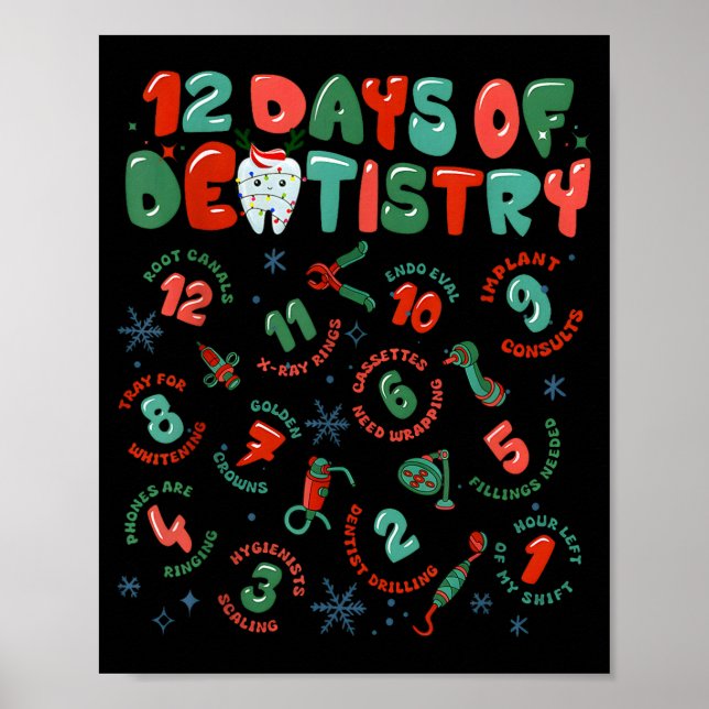 12 Days Of Dentistry Christmas Dental Squad Crew D Poster (Vorne)