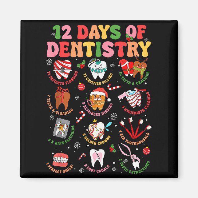 12 Days Of Dentistry Dentist Xmas Tooth Christmas  Magnet (Vorne)