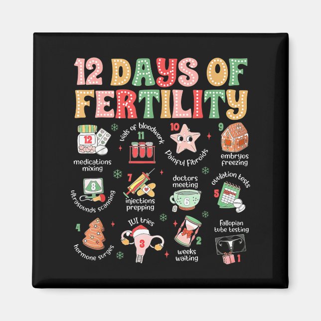 12 Days Of Fertility Ivf Nurse Christmas Ob Gyn Tr Magnet (Vorne)