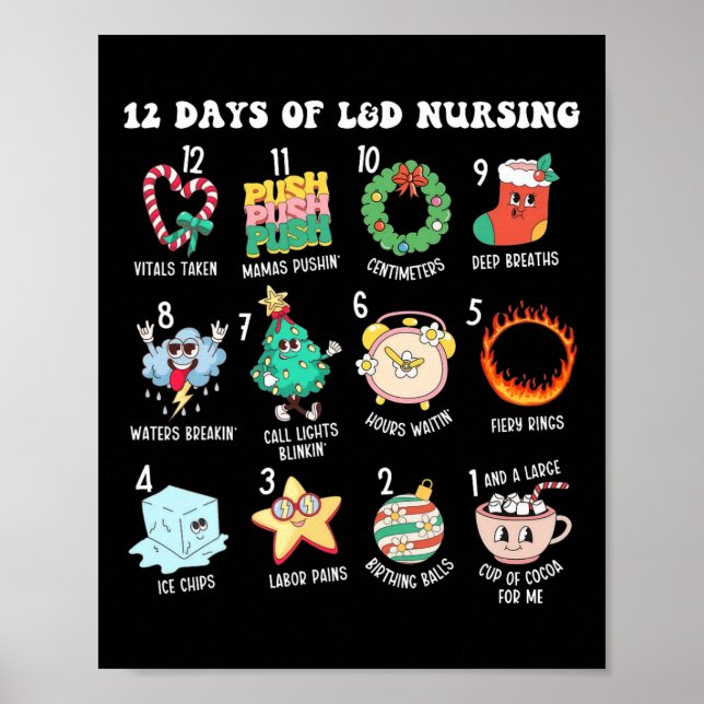 12 Days Of Landd Unit Nursing Labor And Delivery N Poster (Vorne)