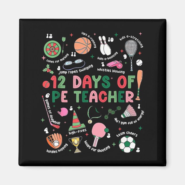 12 Days Of Pe Teacher Physical Education Gym Coach Magnet (Vorne)